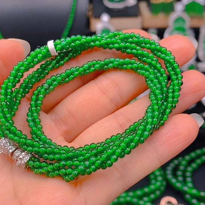 翡翠未镶嵌耳饰天然A货翡翠珠链