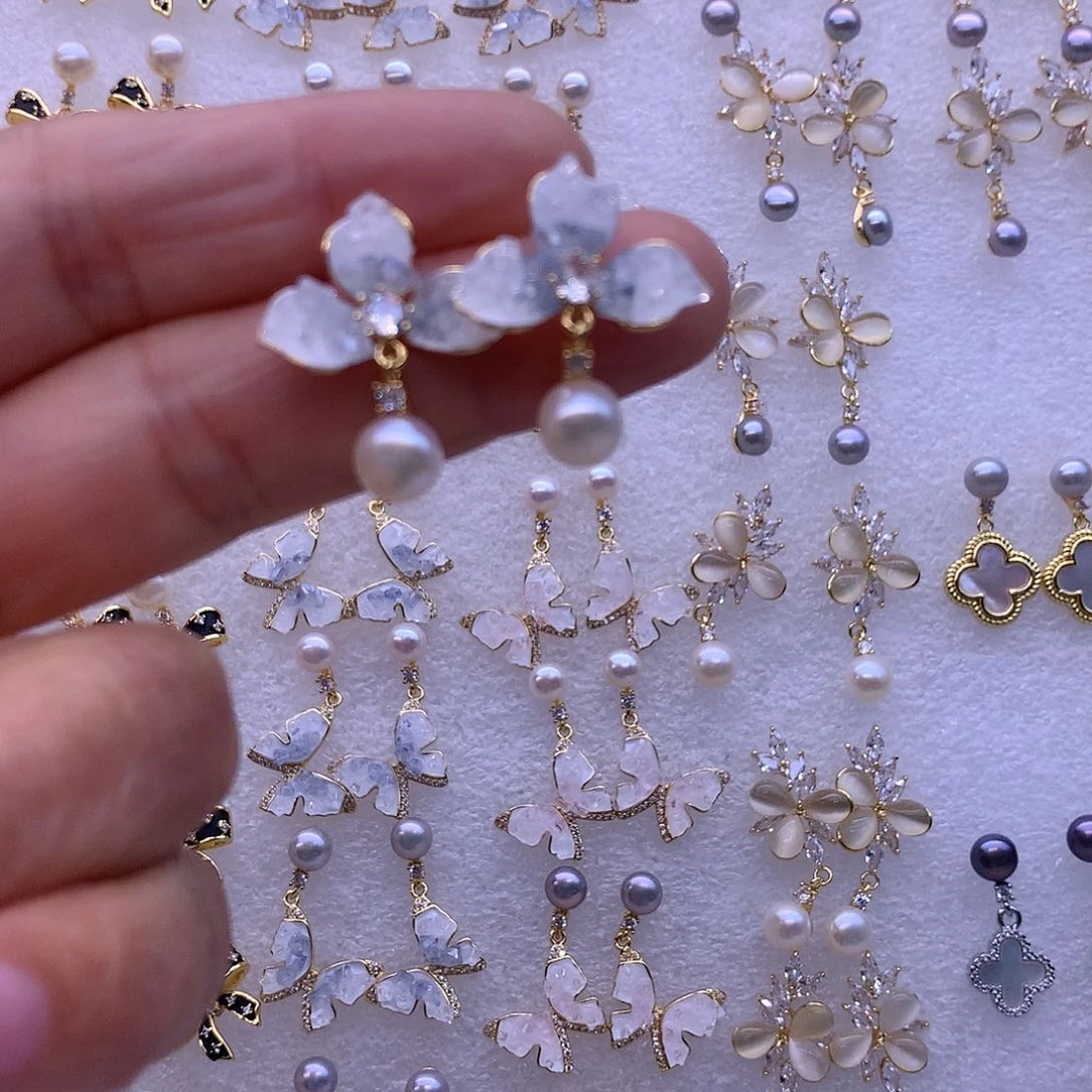 淡水珍珠耳饰合金