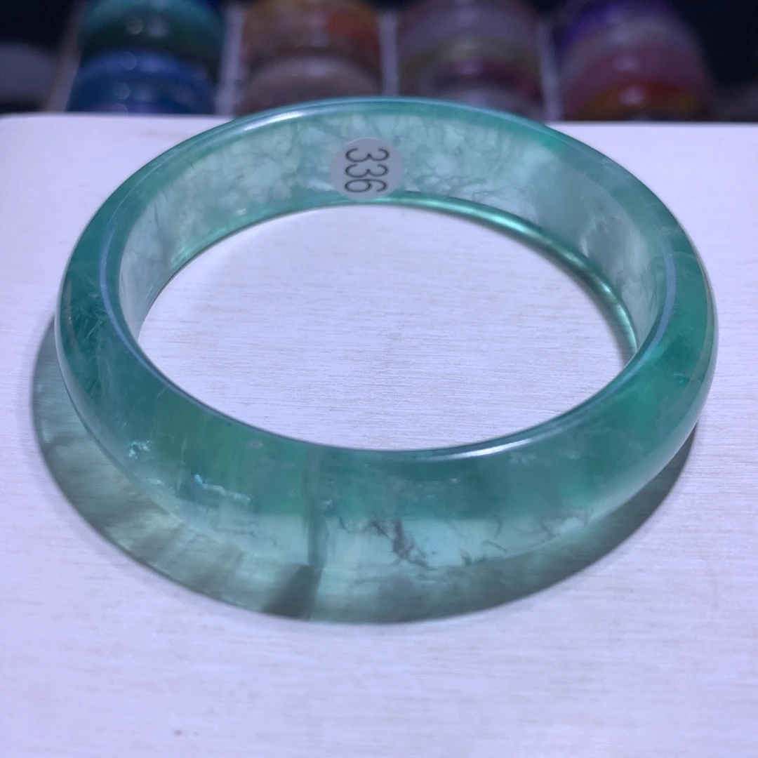 水晶手镯银S925镶嵌萤石58.7圈336