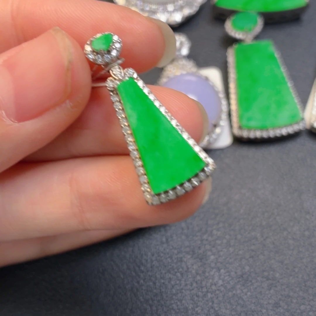 翡翠银S925镶嵌吊坠(不含链)