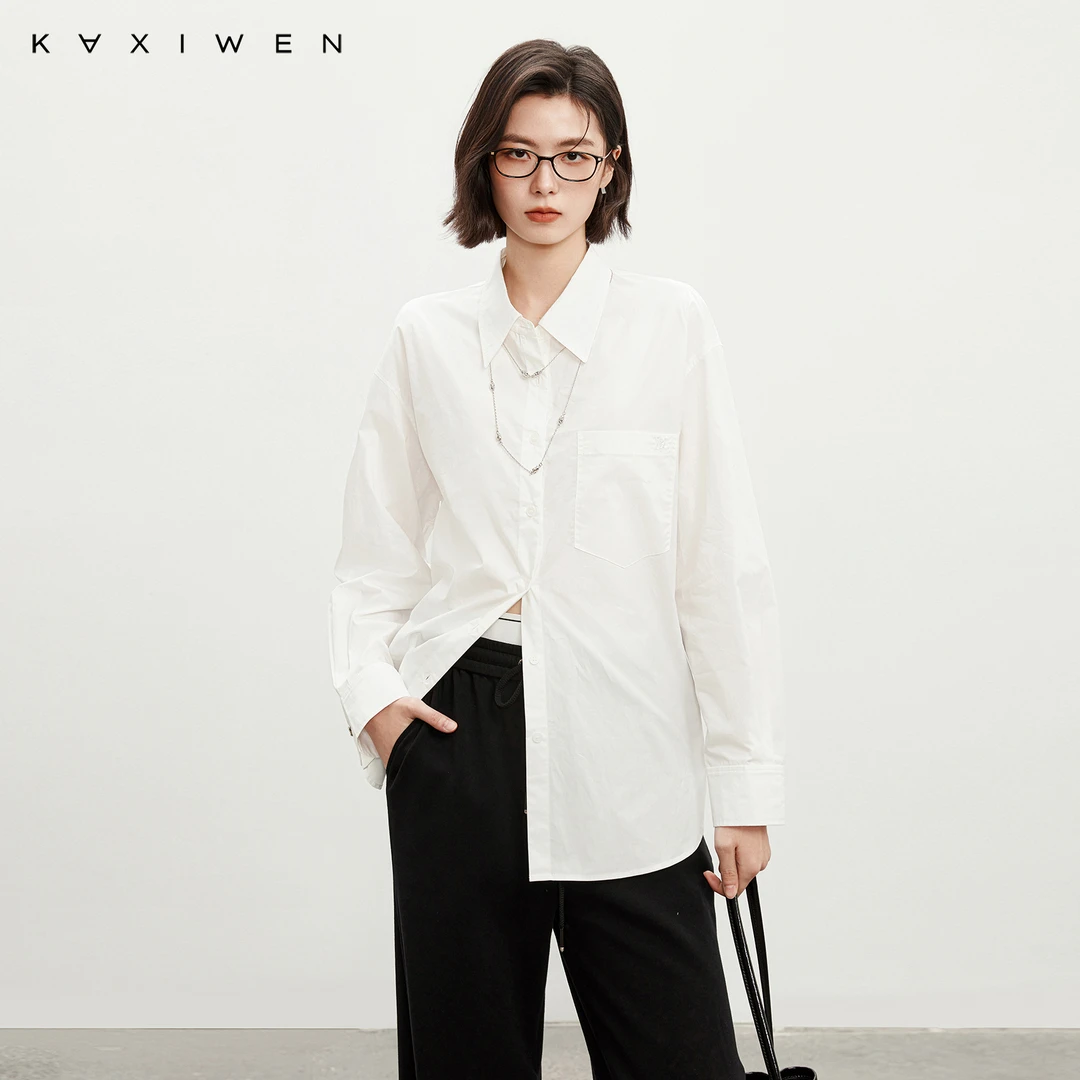 佧茜文100%纯棉通勤风衬衫【春秋】多巴胺设计感宽松衬衣X12BCN1045