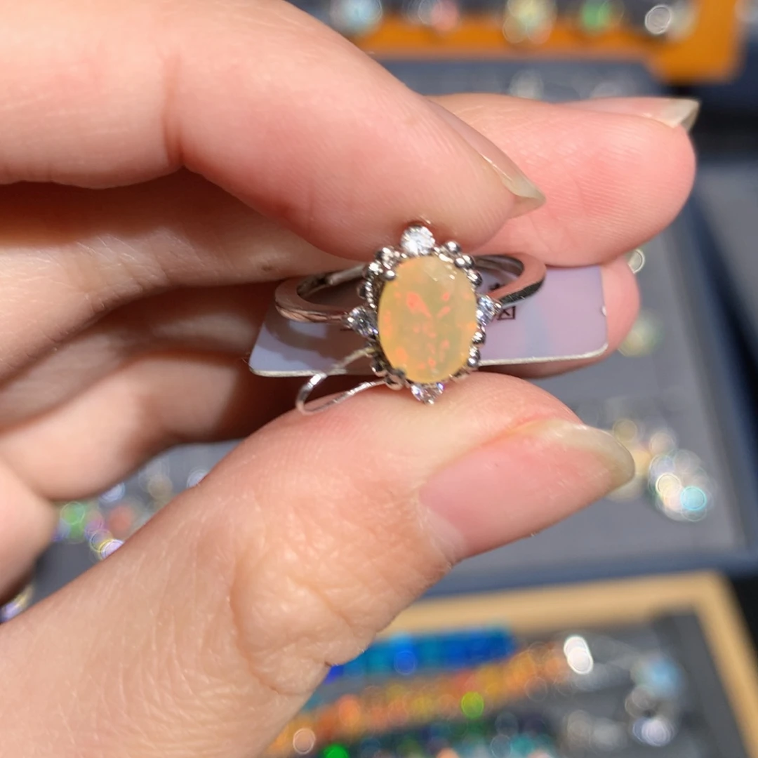 银S925镶嵌欧泊欧泊戒指y