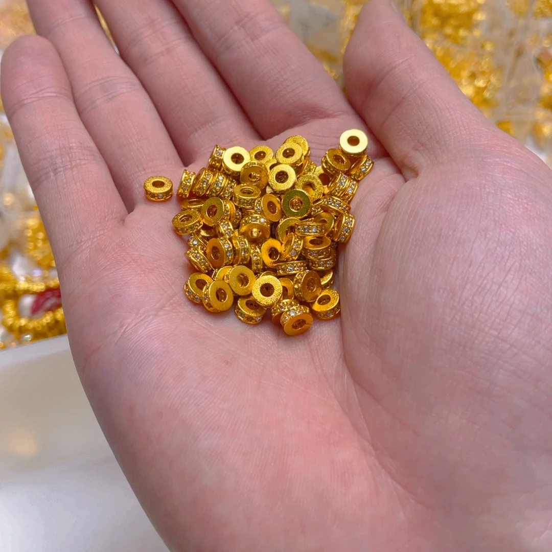 锆石铜合金镶嵌白色锆石隔片6mm10颗