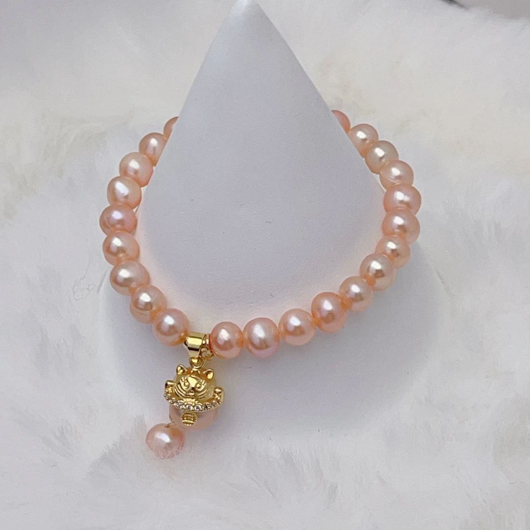 【满金】约6-7mm淡水无核珍珠百搭经典气质简约珍珠手链  DSL00714