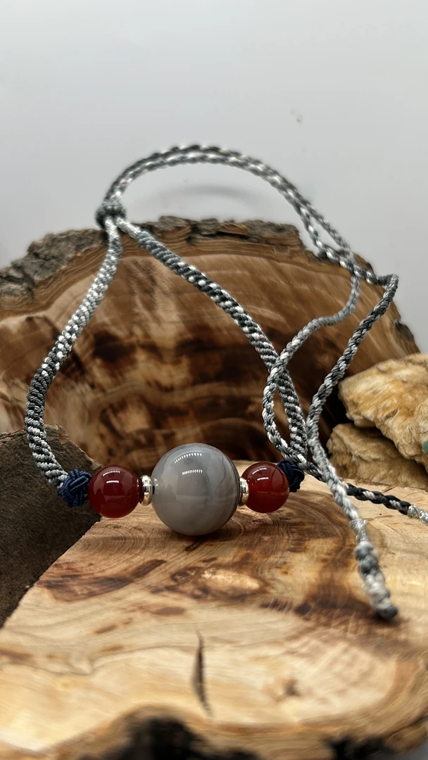 手工编织灰玛瑙锁骨链E0014