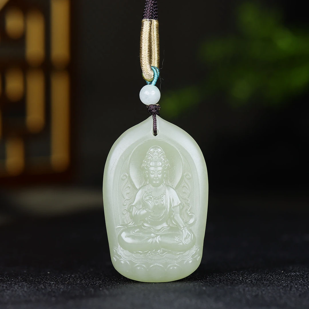 1109119和田玉观音赐福挂件