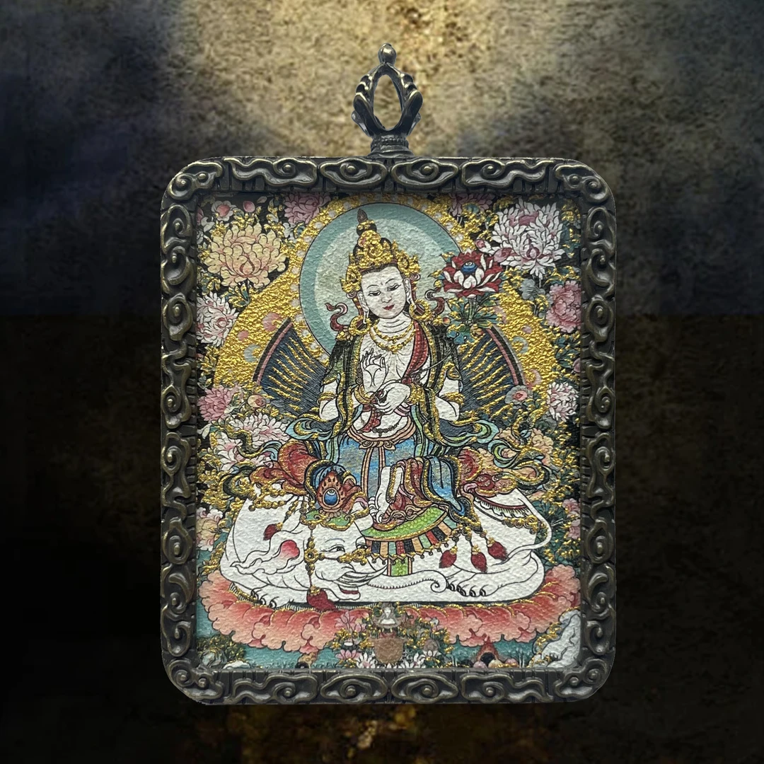 04-A 普贤 属龙/属蛇【事业 福报 顺应自然 德行 】唐卡吊坠