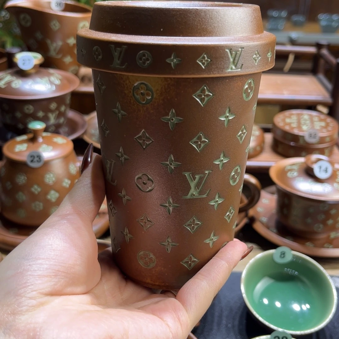 揭***械草木灰老花咖啡杯