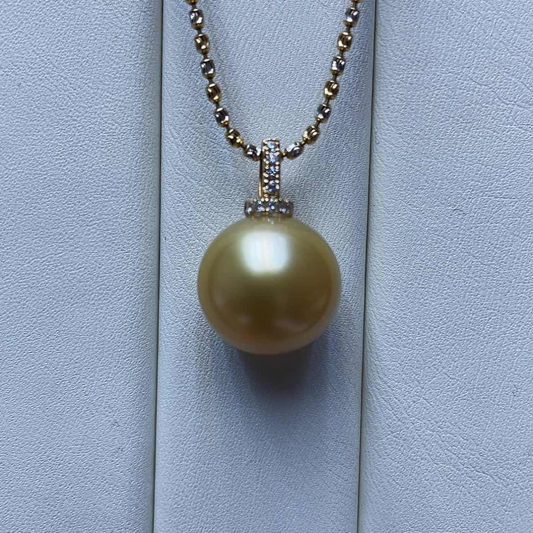 海水珍珠吊坠(不含链)18K金镶嵌点位近14