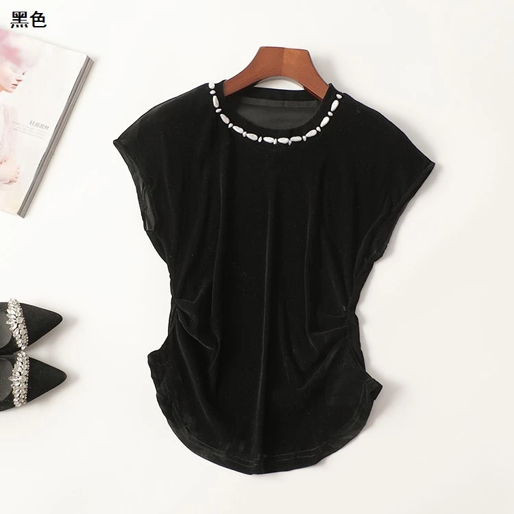 410820夏中长款无袖圆领T恤