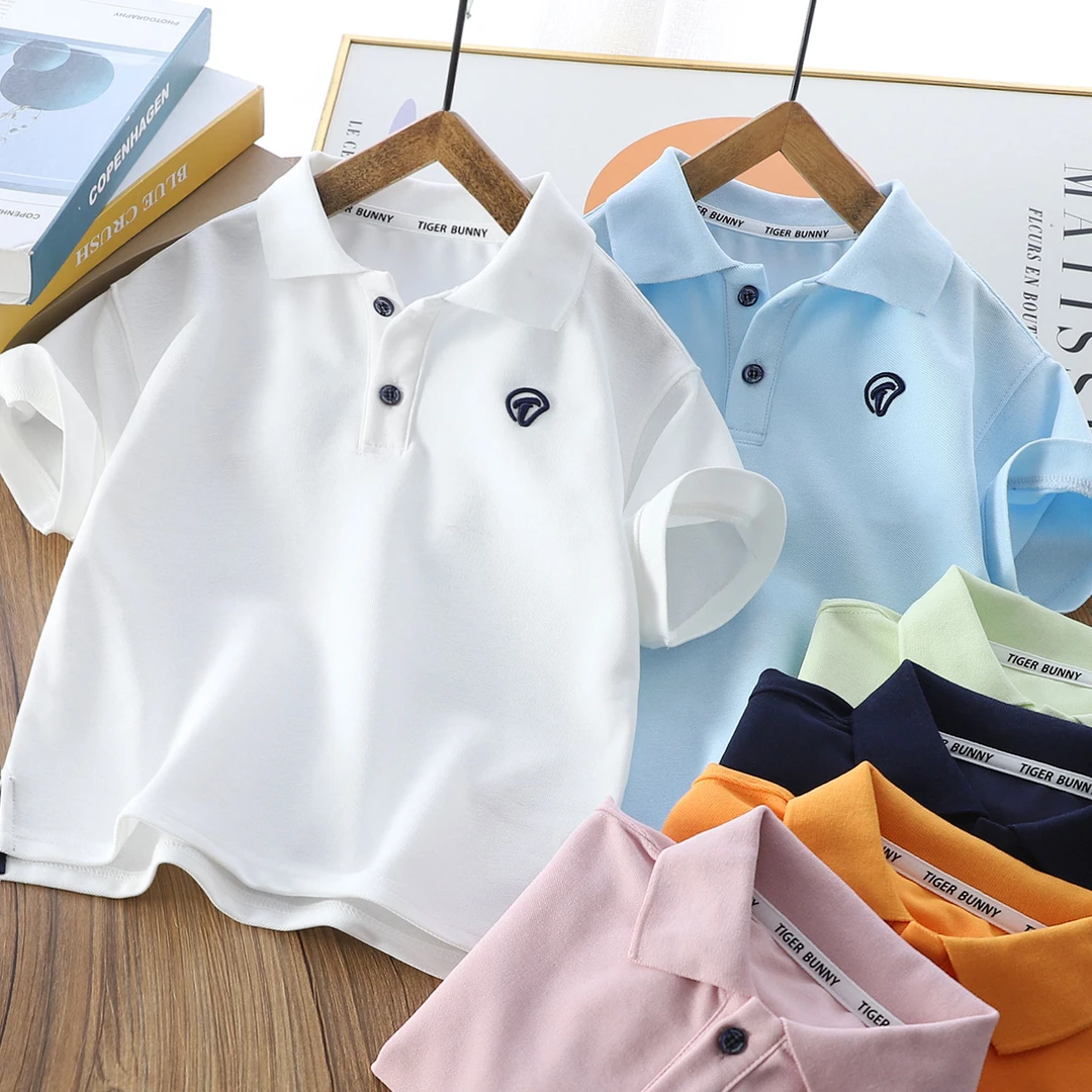 男孩男童百搭短袖polo衫夏天童装夏季儿童洋气t上衣蓝色半袖T恤衫