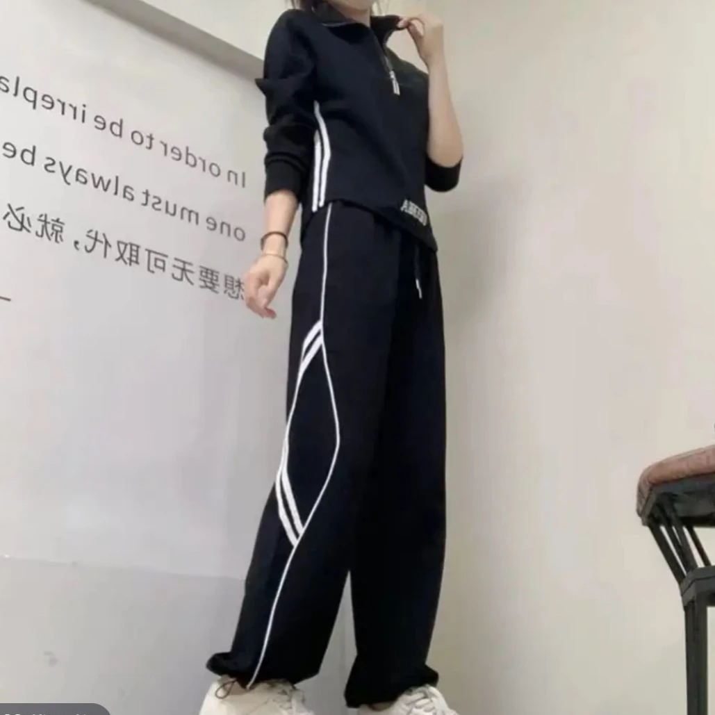 02加绒秋季潮流百搭时尚长袖卫衣搭配卫裤套装
