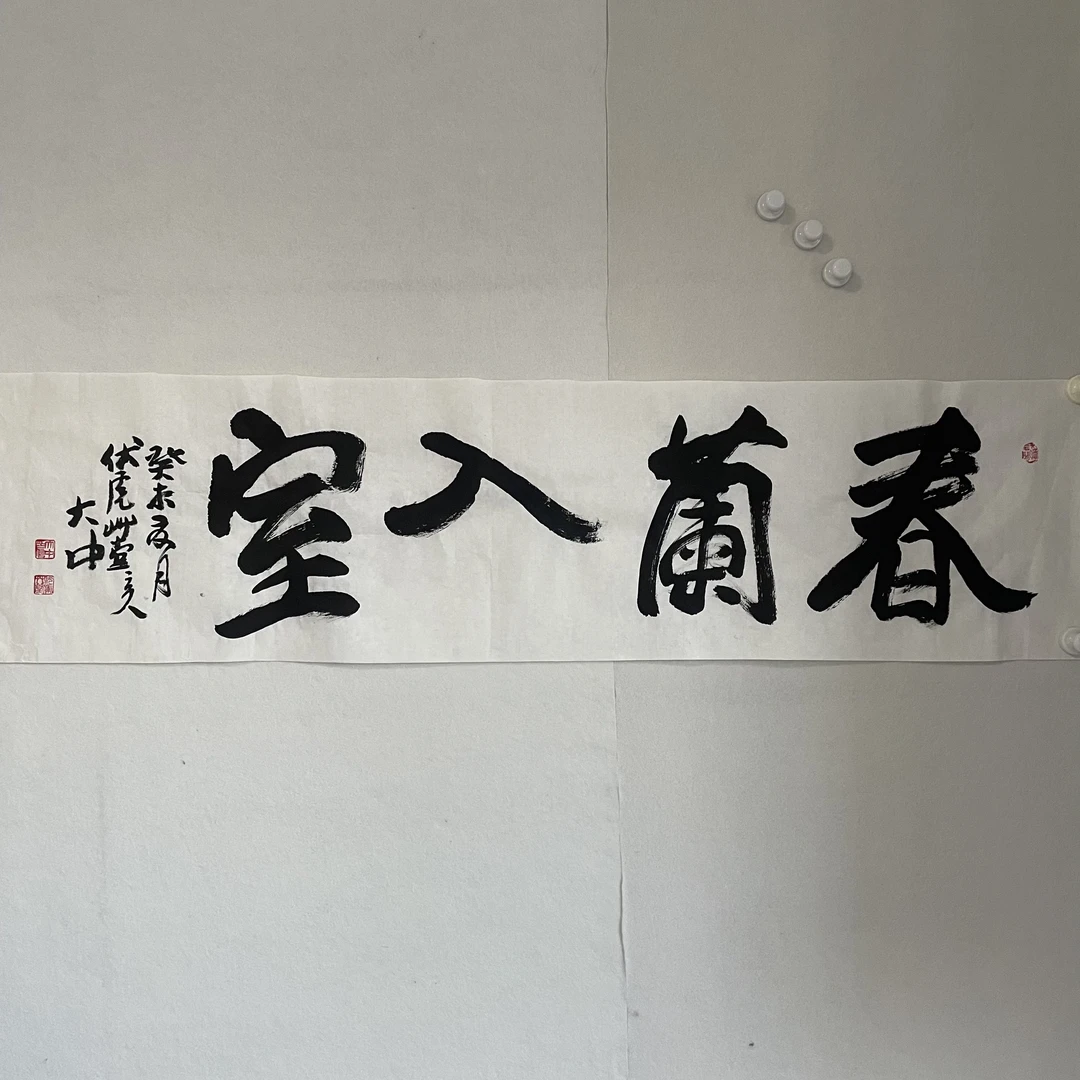 4070 冯大中 书法 纸本水墨画心  136x34cm