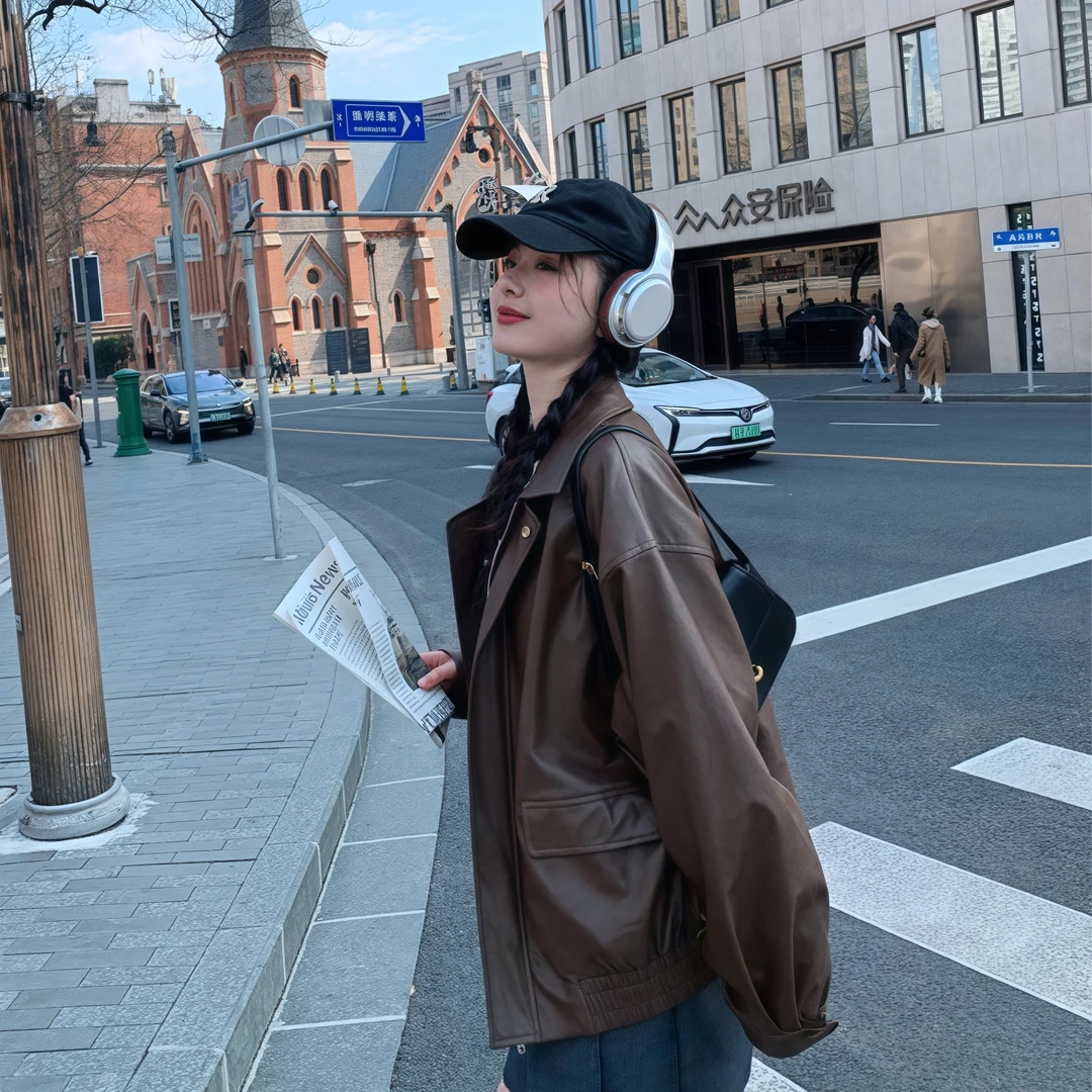 短款皮衣外套女休闲百搭网红时尚港风炸街小个子机车服夹克女