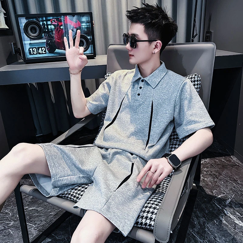 套装男2025新款夏季短袖短裤休闲运动两件套翻领半袖一套搭配帅气