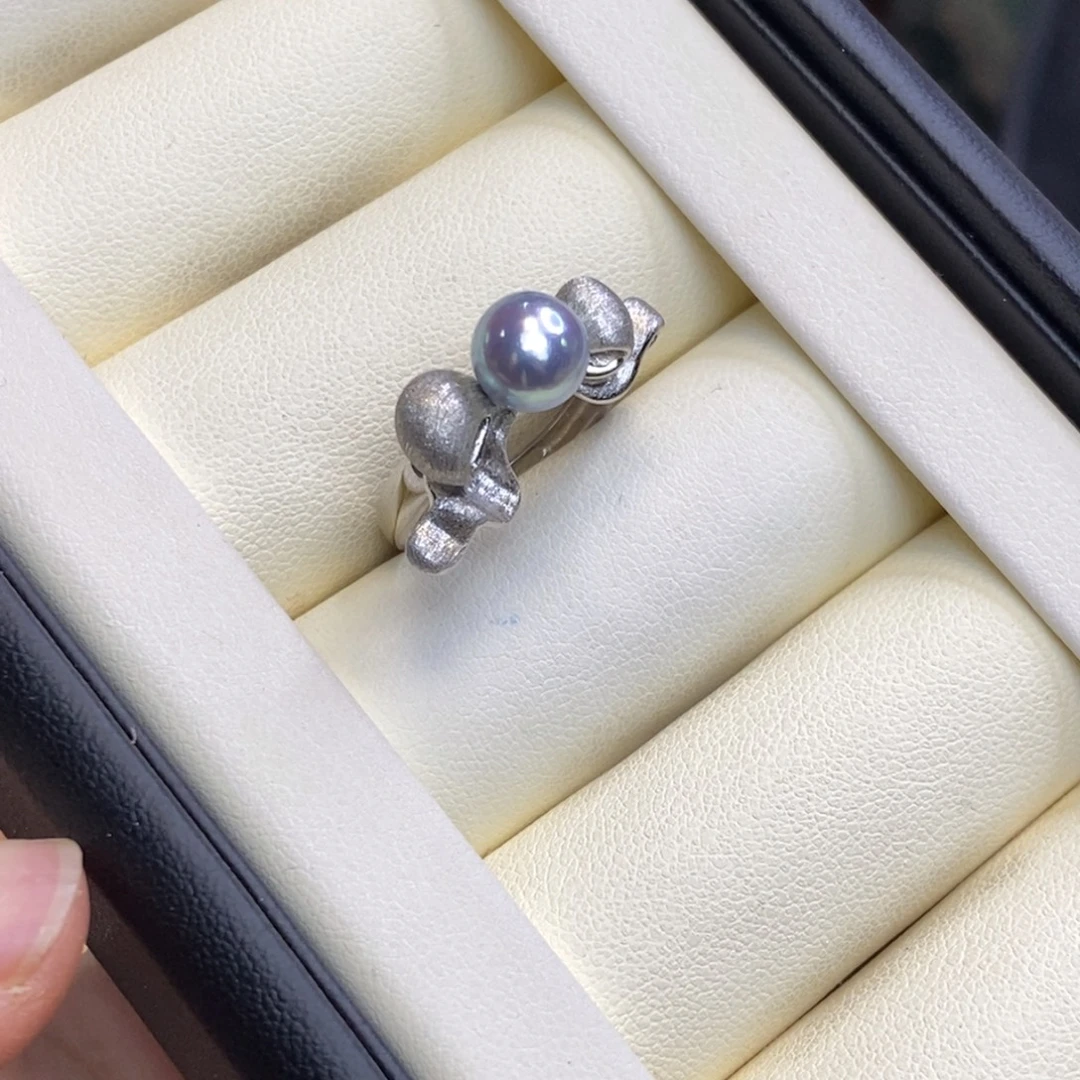 银S925镶嵌海水珍珠戒指特价