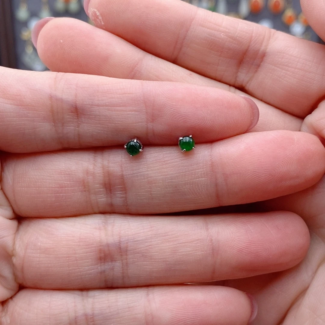 银S925镶嵌和田玉耳饰用****4