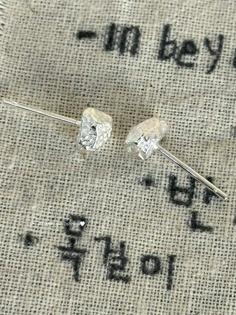 925银耳饰 肌理耳钉 通体银 25349