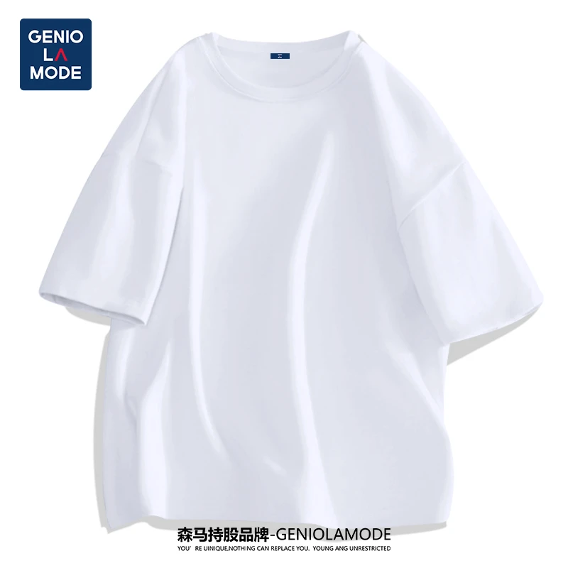 【敖瑞鹏代言】GENIOLAMODE短袖男潮牌夏季纯棉白色半袖宽松体恤