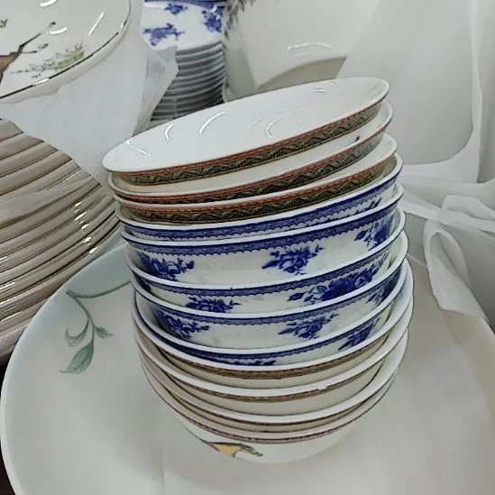 45%以上骨粉骨瓷十二个釉中彩口汤碗两个画面三个型特价