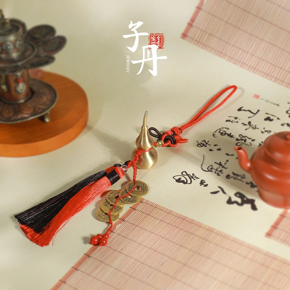 【小乔】铜钱五帝钱葫芦挂件（一对）J1-111