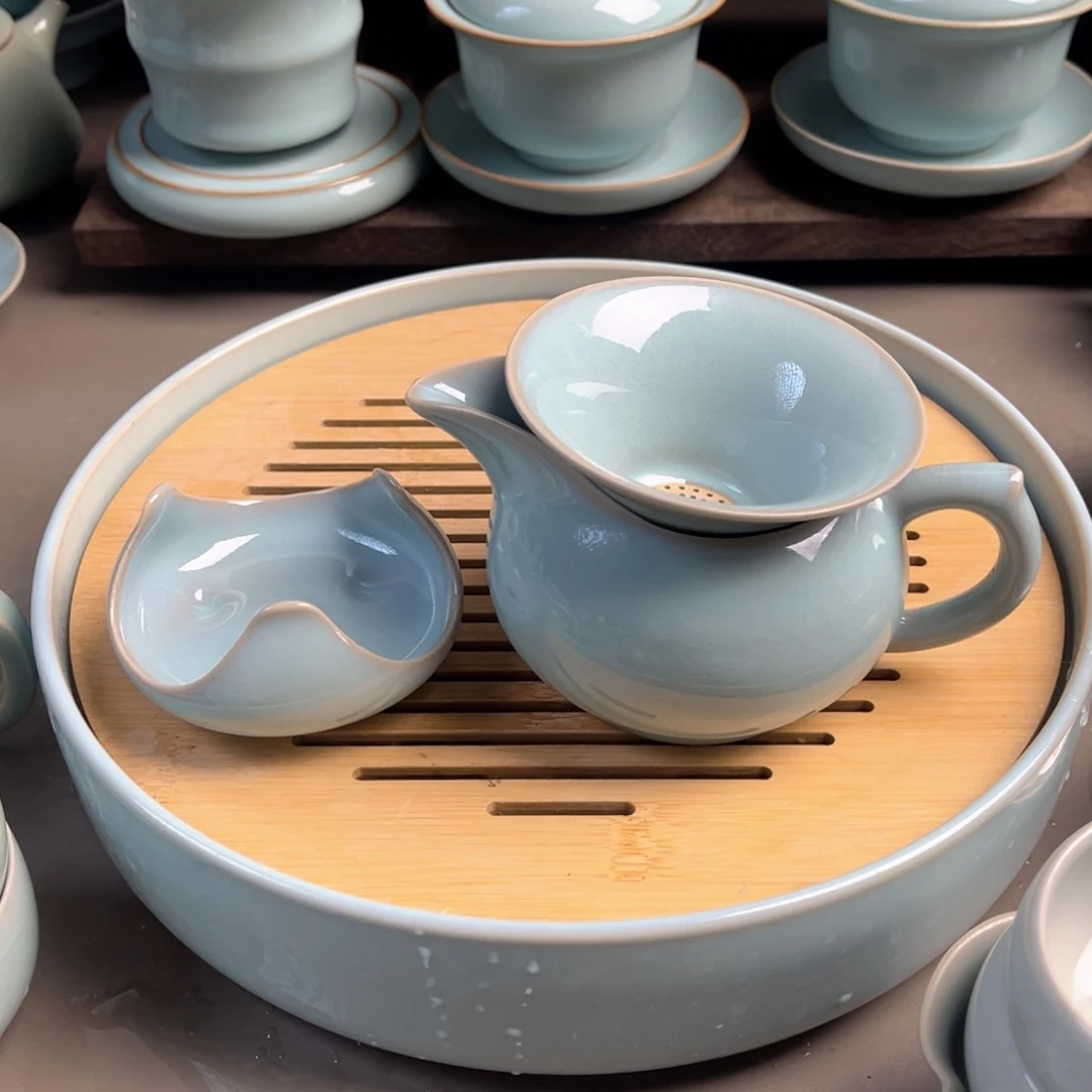 其他陶瓷天青釉茶漏公道原矿