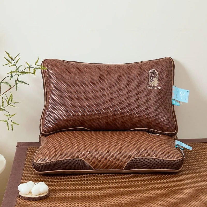 夏天冰藤凉席枕头家用单人荞麦枕芯夏季冰凉感护颈椎助睡眠茶香枕