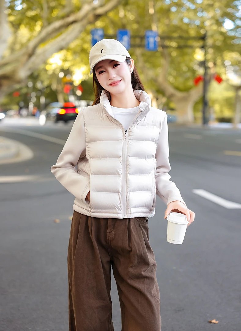 春季新款棉服外套女装美拉德色系拼接时尚爆款