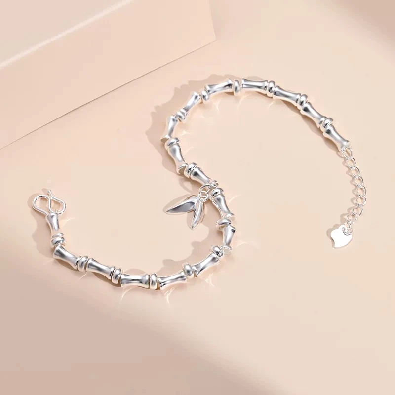 足银脚链 竹节步步高升民族风优雅脚链