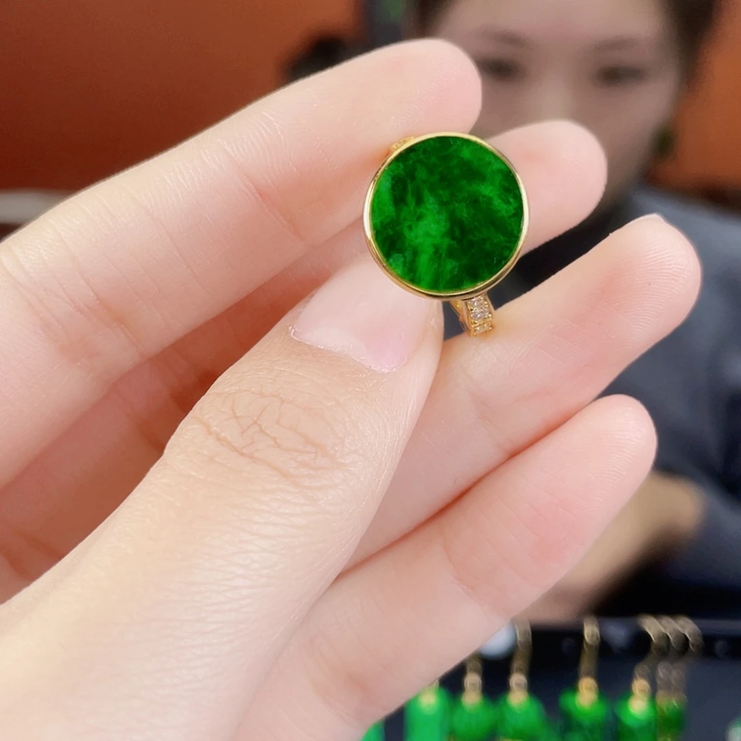 翡翠银S925镶嵌耳饰