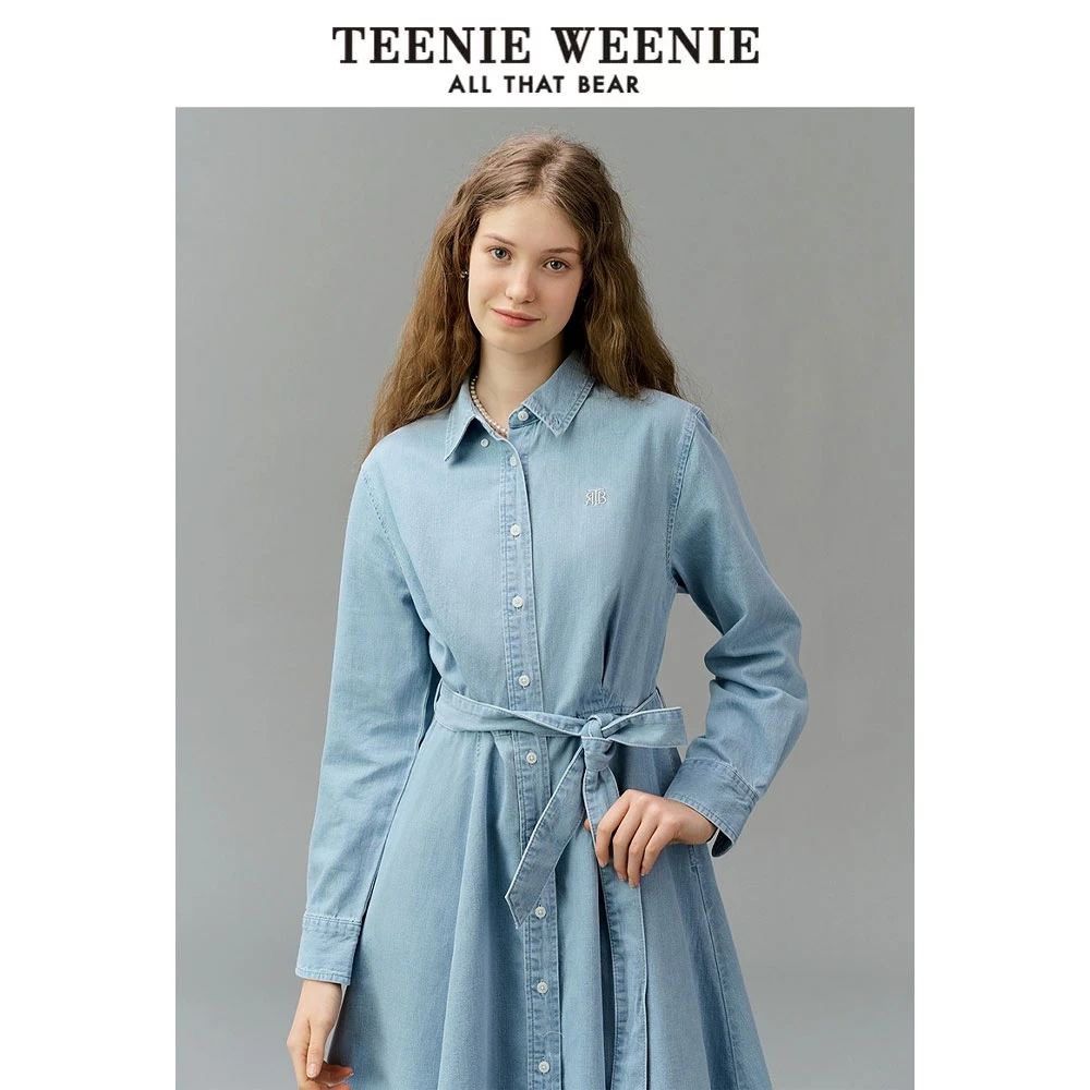 【商场同款新品】TeenieWeenie小熊25年翻领牛仔连衣裙TTOJ251201E