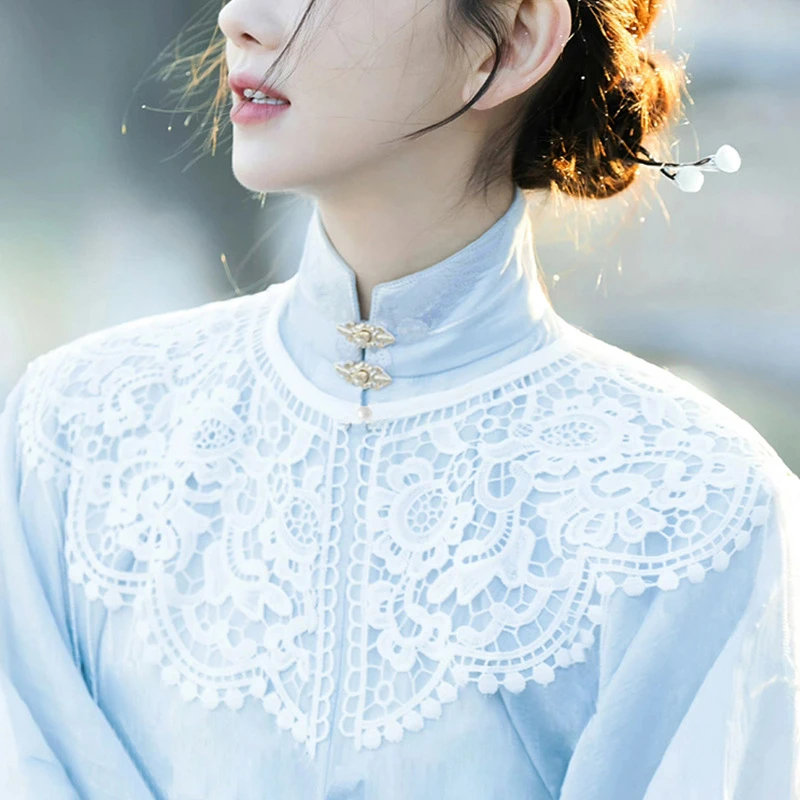 披肩外搭新款云肩汉服云肩蕾丝百搭披肩装饰超仙小仙女镂空假领