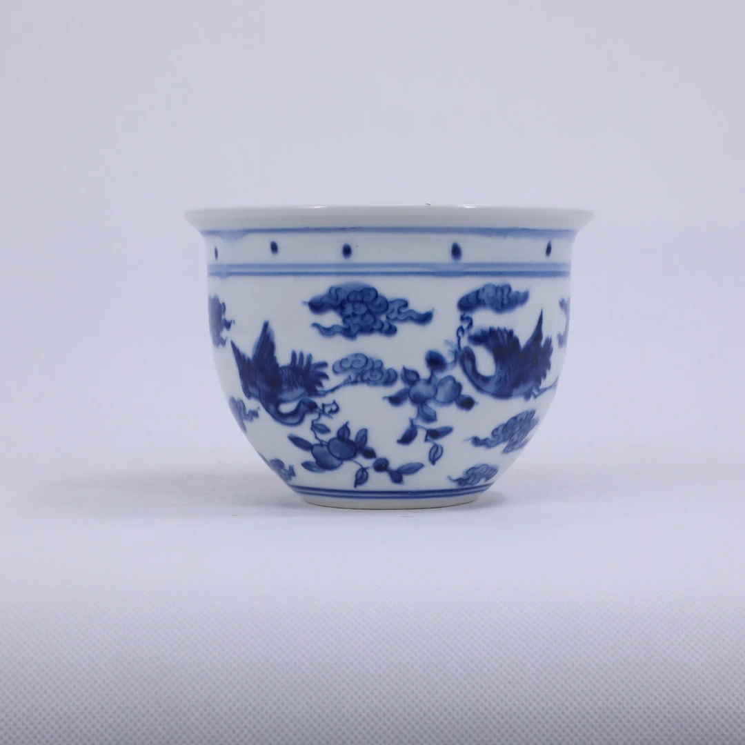 古陶瓷/青花云鹤纹小缸LOT1612