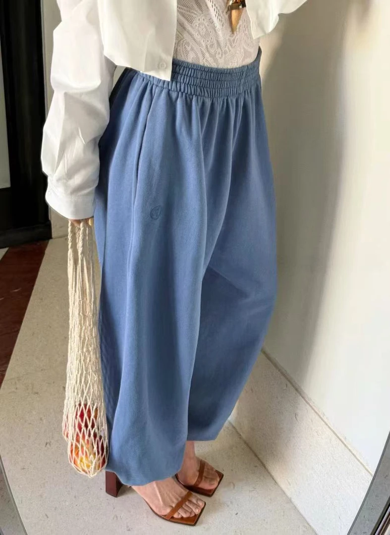 【深圳TY女装】秋冬新款宽松灯笼裤女浅蓝色高腰长裤束脚裤休闲裤