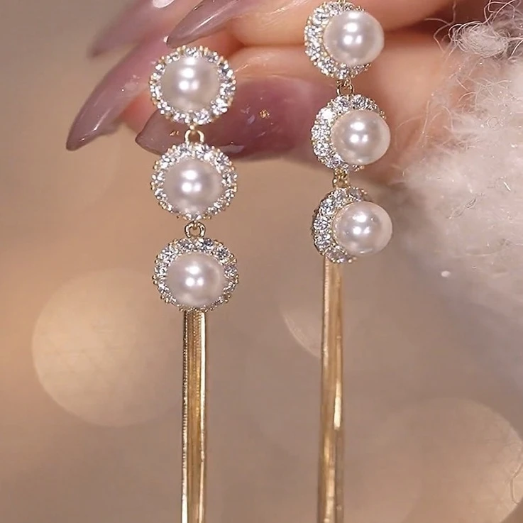 超显脸瘦耳环女新款潮长款流苏耳坠设计感气质耳饰