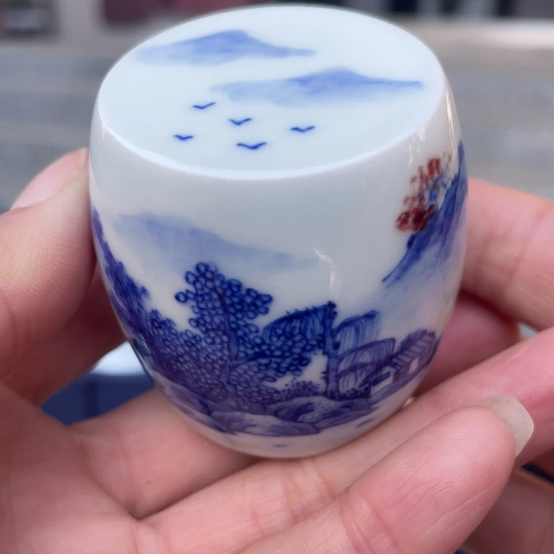 青花山水盖置盖置