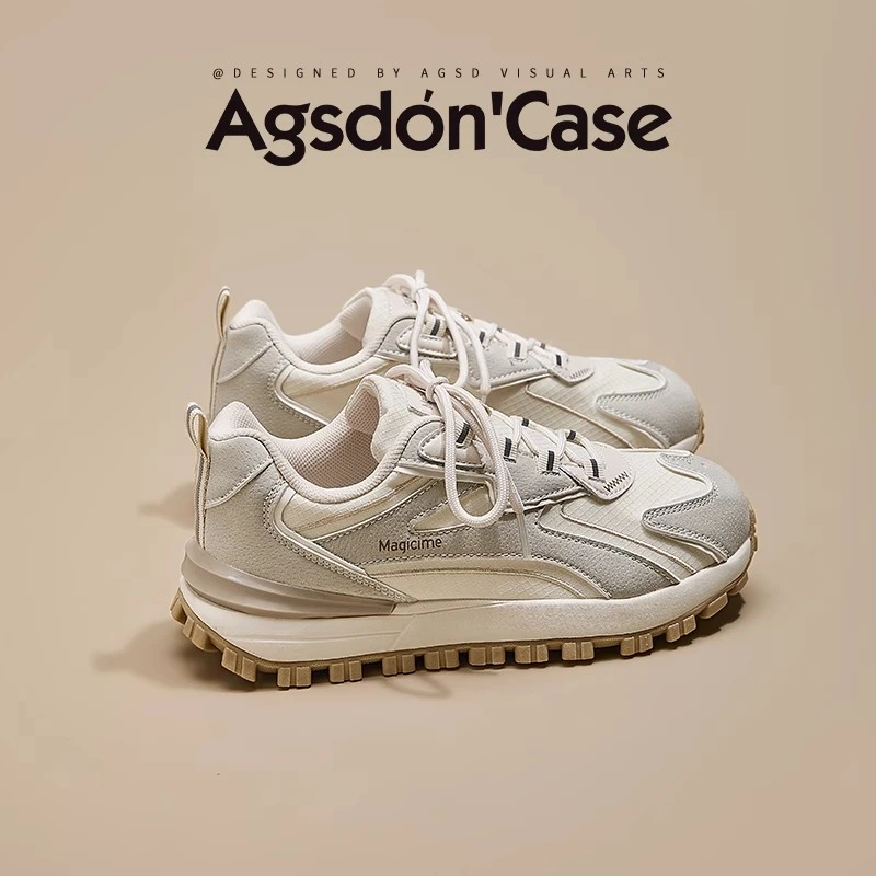 ~奥古狮登厚底阿甘女鞋2025新款秋冬爆款复古百搭德训休闲运动鞋W