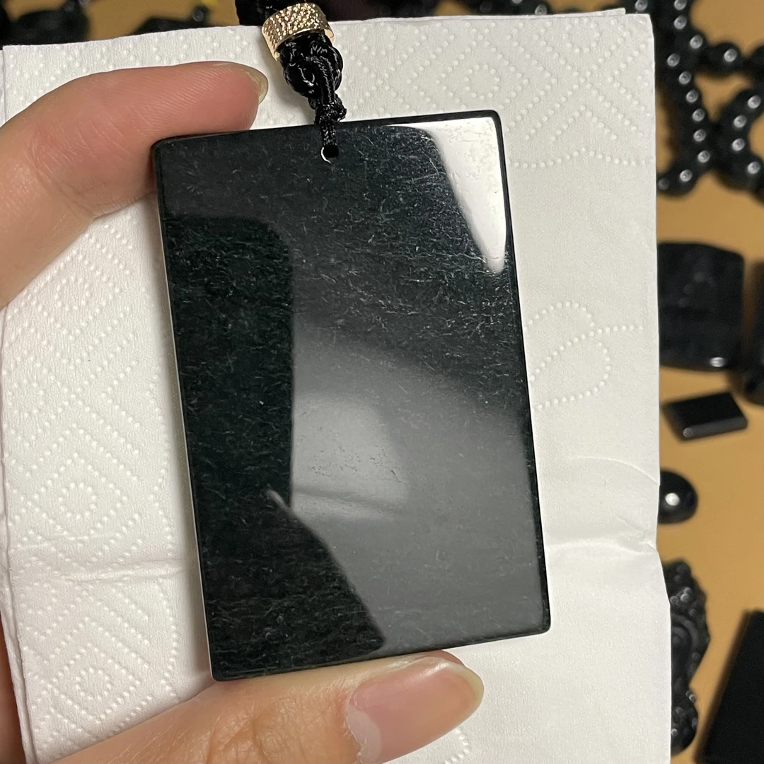缅甸天然翡翠a货 墨翠无事牌
