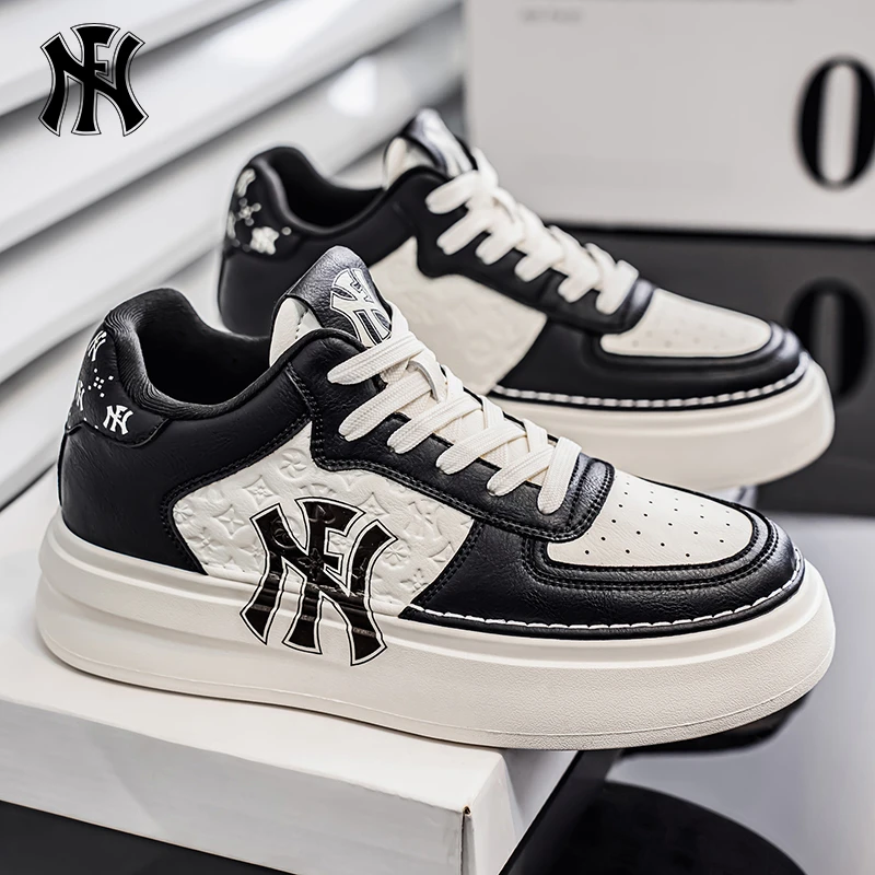 FN男鞋2025新款秋季高帮板鞋运动休闲鞋防滑黑白熊猫鞋百搭小白鞋