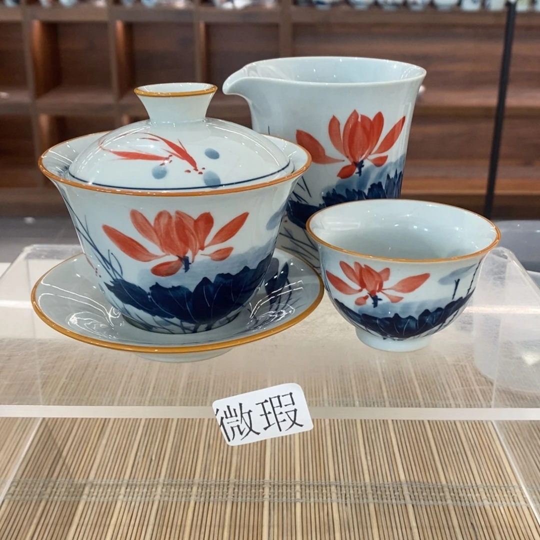 微瑕釉下彩纯手绘手工绘制