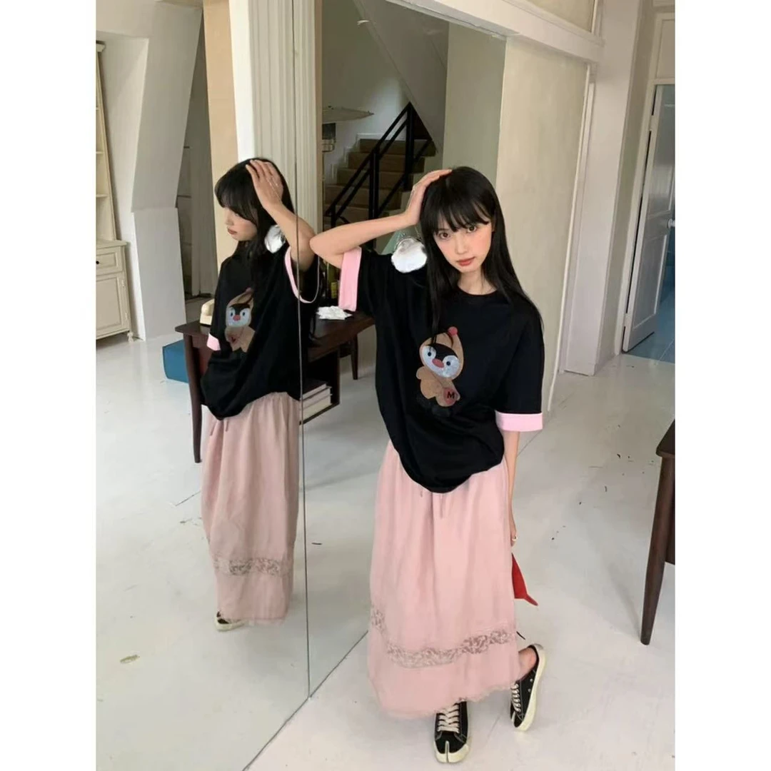 徐秋阳  镂空粉半裙   夏季新款百搭时尚休闲显瘦半身裙12915