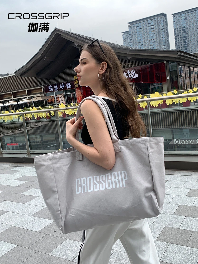 crossgrip女款大容量瑜伽包帆布运动包托特包休闲百搭简约