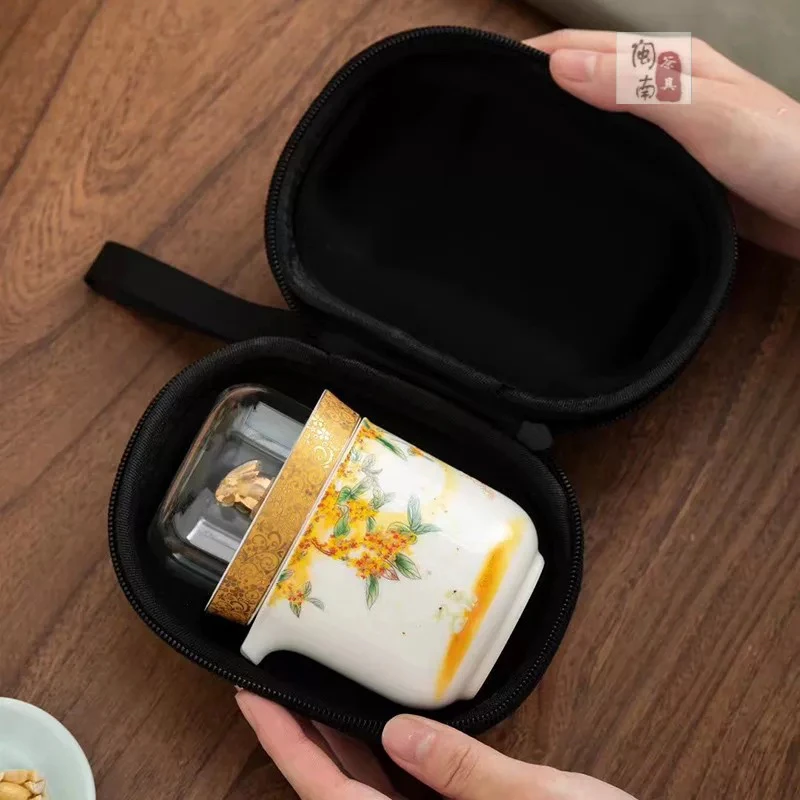 C32宝美窑旅行茶具套装桂花快客四杯