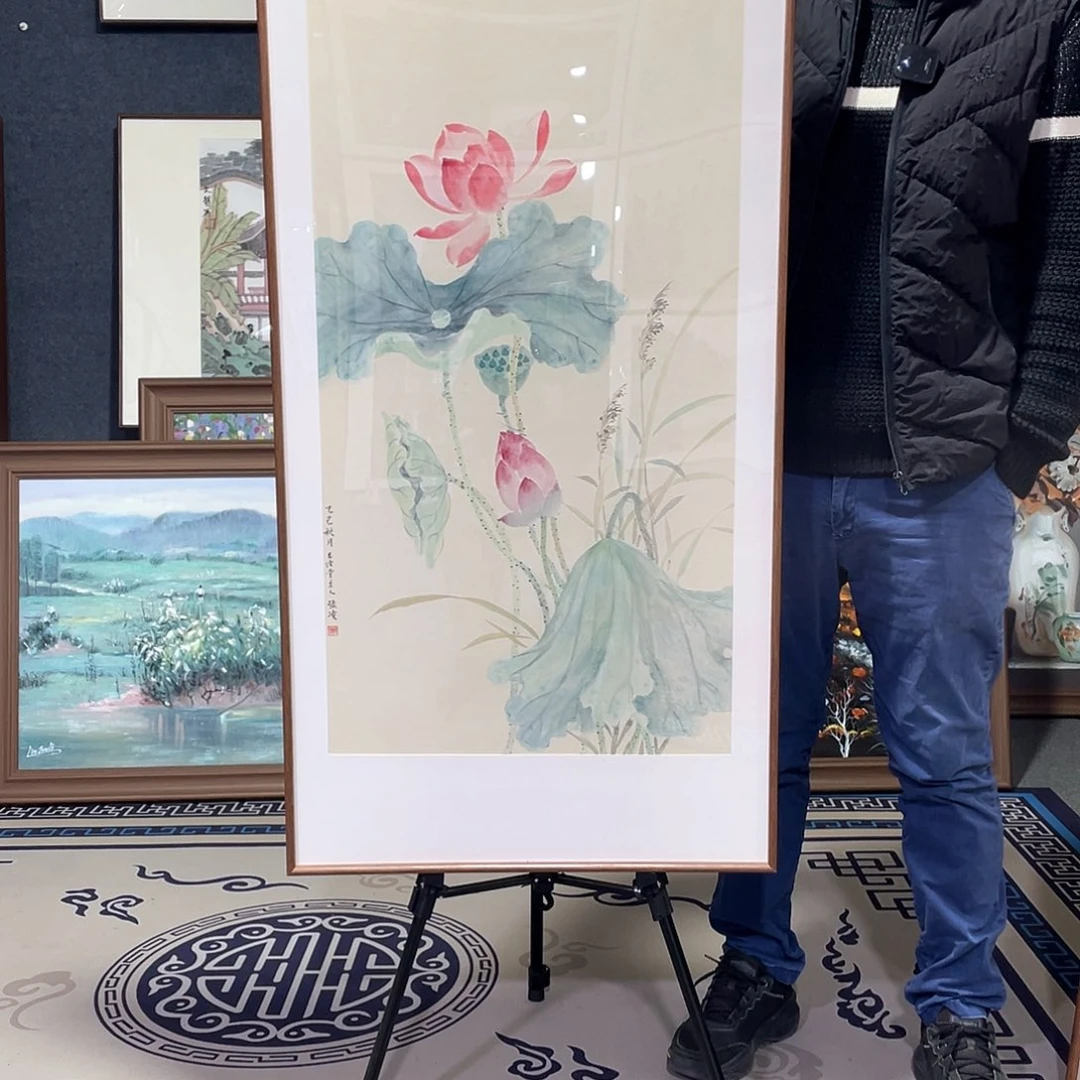 国画手绘画作品带框60/120