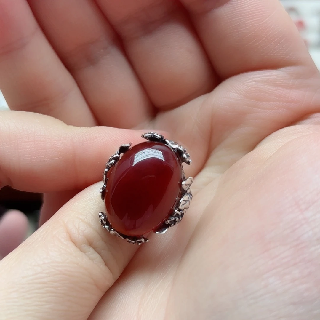 石榴石戒指银S925镶嵌入****城