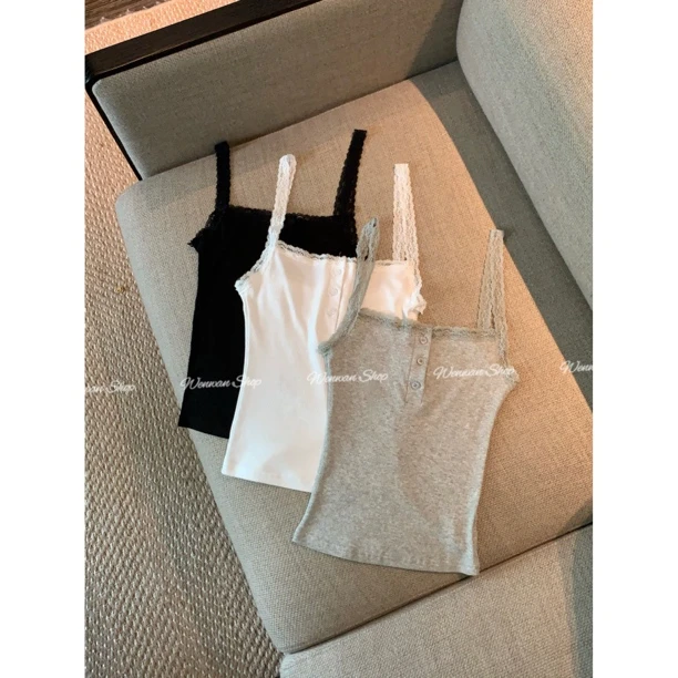 【蕾丝情话】3色！花边蕾丝拼接设计吊带