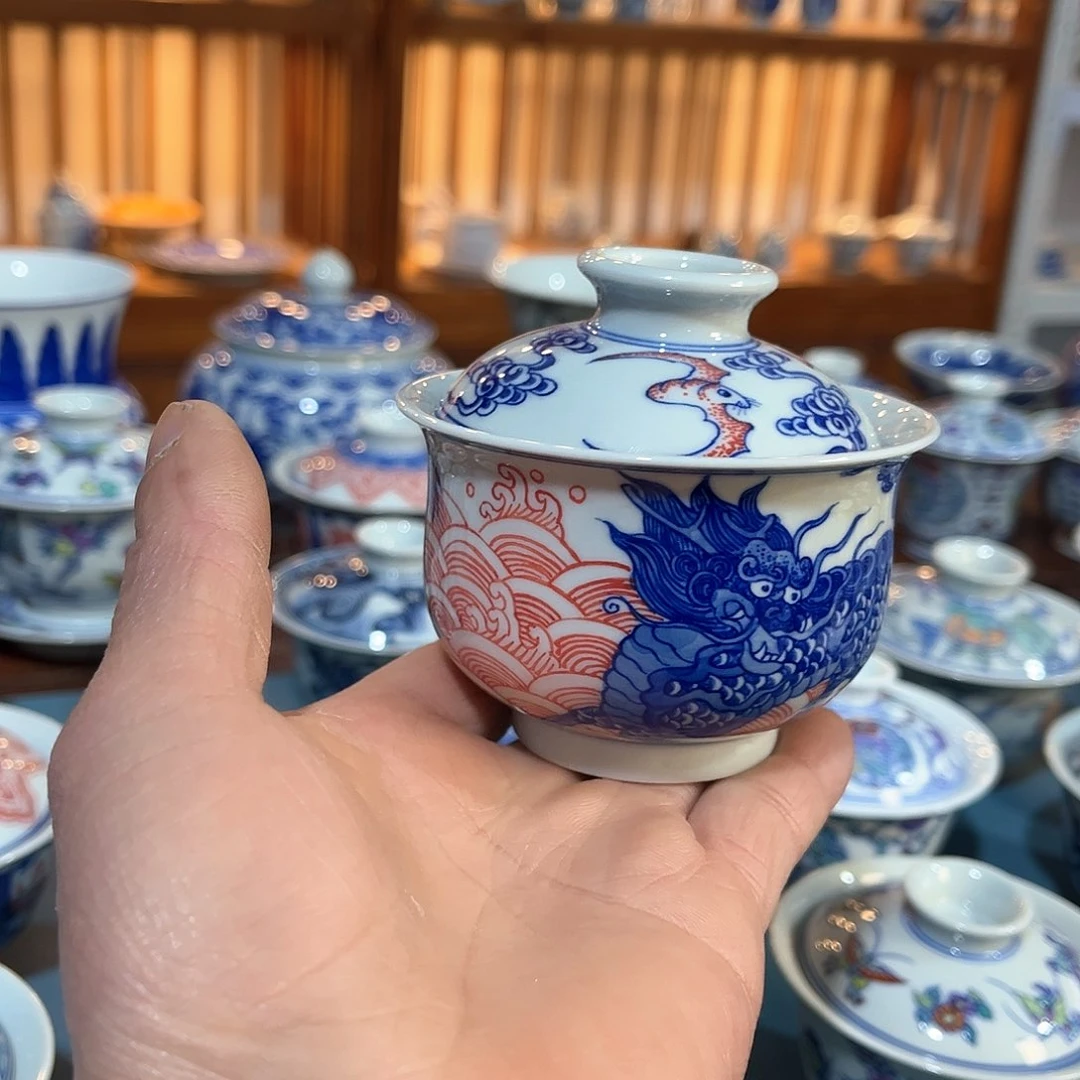 錡镇堂手工手绘盖碗