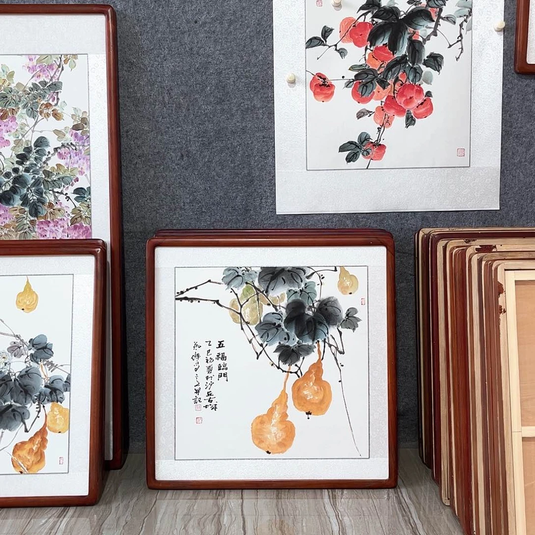 国画书画作品带框63×63