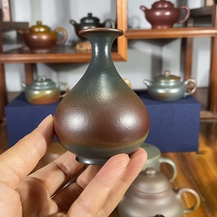 充***宝茶壶紫砂花瓶 朱泥