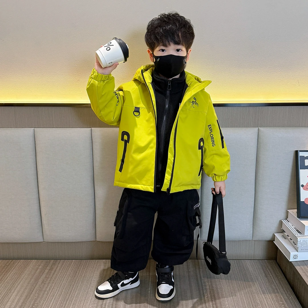男童外套儿童三合一冲锋衣秋冬季小男孩宝宝冬装夹棉加厚防风衣服